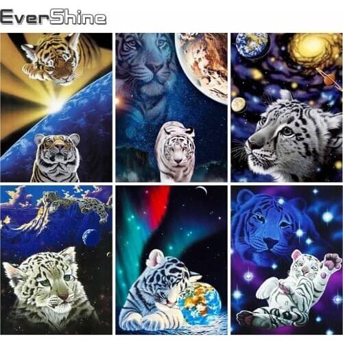 Evershine 5D DIY Diamond Embroidery Tiger Craft Kit Diamond Painting Animals Rhinestone Picture Wall Decoration