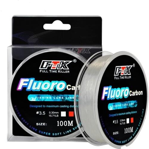 Hot Sale Brand 100m Fluorocarbon Fishing Lure Line 4.13-34.32LB Japan Carbon Fiber Leader Fly Fishing Line Super Soft Line Pesca