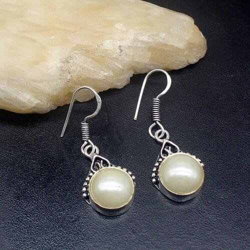 Gemstonefactory Big Promotion 925 Silver Natural Lovely Pearl Fashion Women Ladies Gifts Dangle Drop Earrings 20212156