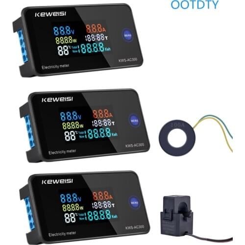 AC 50-300V 0-100A Power Energy Meter Voltmeter Ammeter kWh Digital AC Electric Monitor Panel Meter with Reset Function