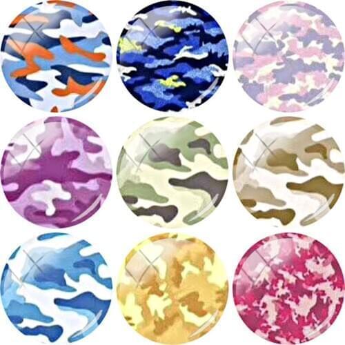 JOINBEAUTY Camouflage Texture Jewelry Findings Making 12mm/15mm/16mm/18mm/20mm/25mm Glass Cabochons Flat Back Accessories WL115