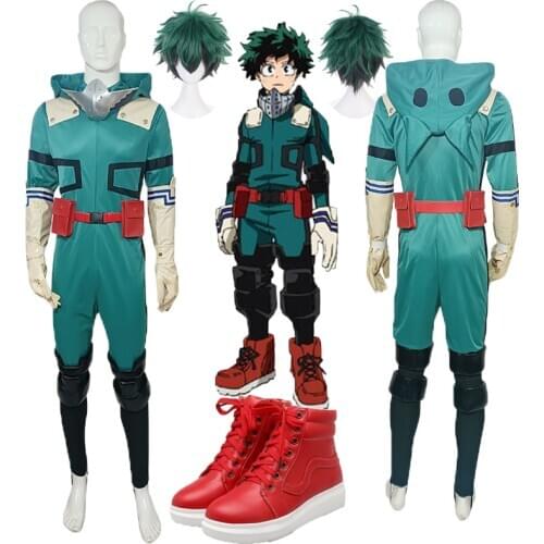 Anime My Hero Academia Cosplay Midoriya Izuku Deku Battle Cosplay Costume Unisex Costume Set red shoes Halloween suits dress new