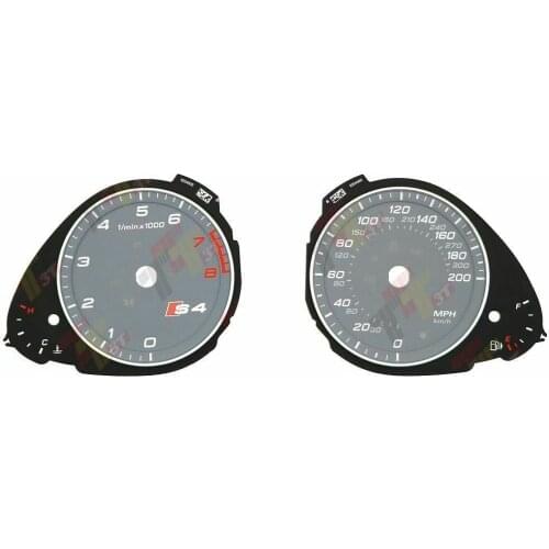 300KM/H Cluster Gauge Face For Audi S4 8K (A4) Magneti Marelli Instrument Cluster Dashboard Oveerlay Grey