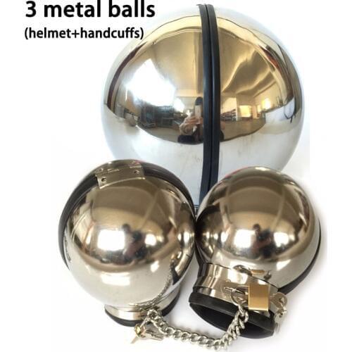 Adult Game Stainless Steel Bondage Set Metal Ball Hand Cuff Neck Collar Slave BDSM Restraints Sex Toys For Couples Handcuffs