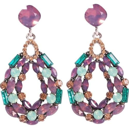 Fashion Luxury Crystal Earring Multi-Color High Quality Winter Earrings for Women Gift Pendant Drop Earrings