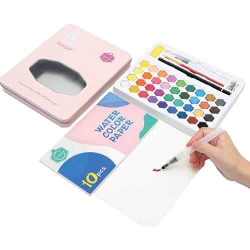Washable non-toxic 36 color solid watercolor paints set for kids