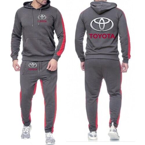 2021 Mens Toyota Car Logo 2 Pieces Sets Tracksuit Hooded Sweatshirt+pants Pullover Hoodie Sportwear Suit Casual Mans Clothing