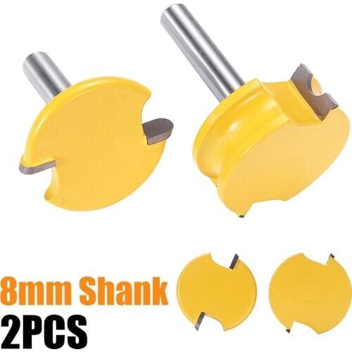 2pcs 8mm Round Shank Woodworking Milling Cutter Kit Shank Tongue Groove Flute Router Bit Set Wood Accessories
