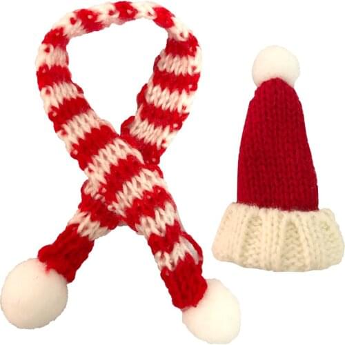 NK 2 Pcs/Set Doll Hat +Scarf Handmade Knit Cute Cap Fashion Christmas Gift For Barbie Doll Accessories Baby Xmas Toys 12B 4X