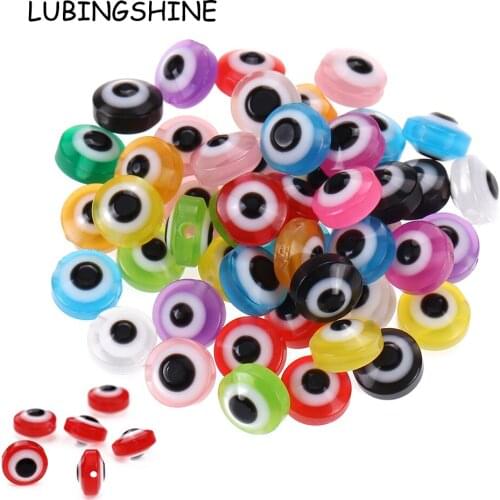 NEW 100PCS 8MM Oval Beads Evil Eye Resin Spacer Beads for Jewelry Making DIY Necklace Bracelet Bulk Beads