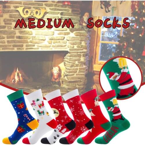 New Neutral Christmas Socks Santa Claus Socks Elk Stockings Gift Medium tube stockings All men and women calcetas compresivas F4