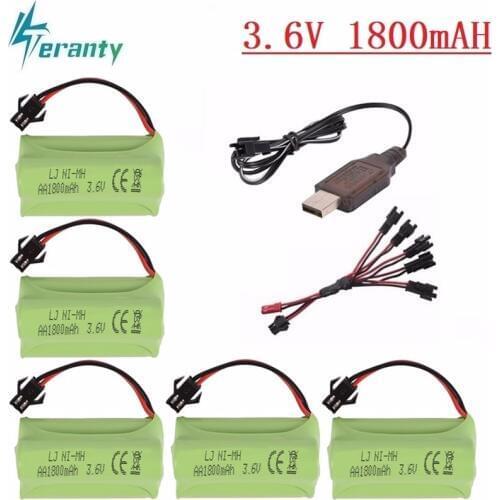 Upgrade 3.6v 1800mah NiMH Battery + charger For Rc Toys Cars Tanks Trucks Robot Gun Boat AA Ni-NH 3.6v Rechargeable Battery Pack