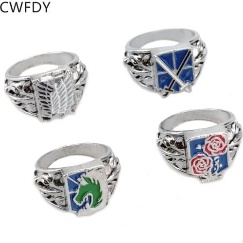 Japan Anime Attack on Titan Rings Metal Alloy Wings Of Liberty Flag Finger Rings For Men Women Accessories Party Wedding Gifts