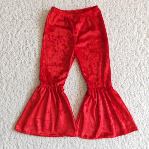 Flare-pants autumn fall trousers baby girls bell bottoms black elastic-waist velvet legging pants kids infant toddle