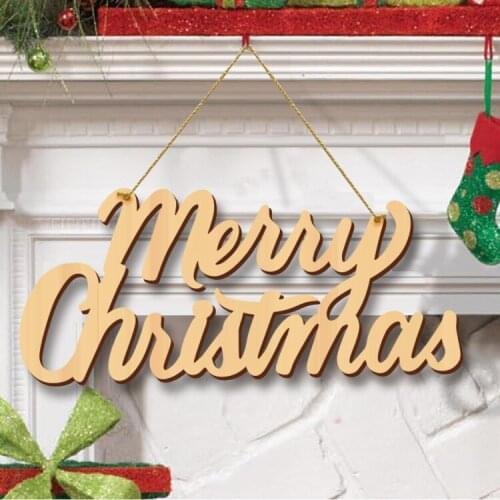 Merry Christmas Sign Wooden Door Wall Hanging Ornaments Board Xmas Holidays Wooden Decoration Ornament