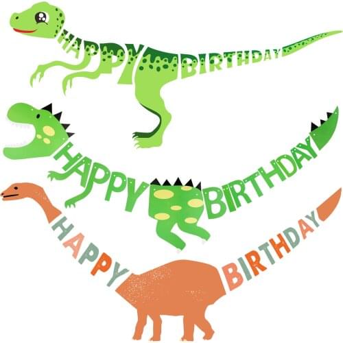 Happy Birthday Banners Dinosaur Party Decoration Baby Shower Boys Birthday Party Decorations Kids Safari Party Supplies Jungle