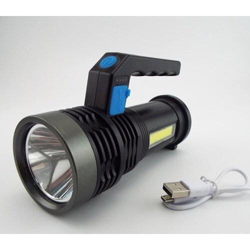 Strong flashlight portable handheld USB rechargeable super bright COB side torch light floodlight outdoor searchlight household