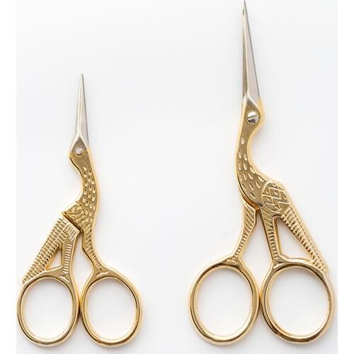 Nordic vintage crane hand scissors gold color shear stainless steel small scissors cutting thread stitches small hand scissored
