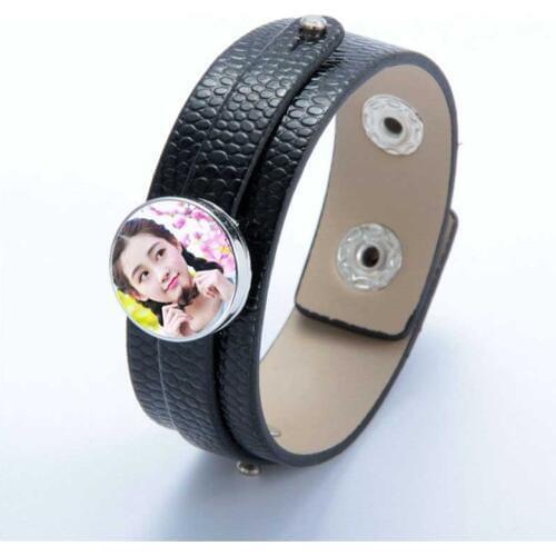 Dye sublimation button bracelets jewelry for women fashion leather bracelet heat transfer blank consumables coustomized diy gift
