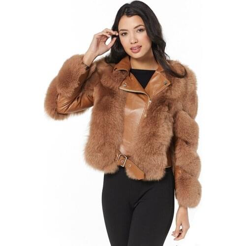 Women Jacket 100% Natural Fox Fur Coat Winter Fashion Casual Outwear Suit Collar Overcoat Fast Shipping