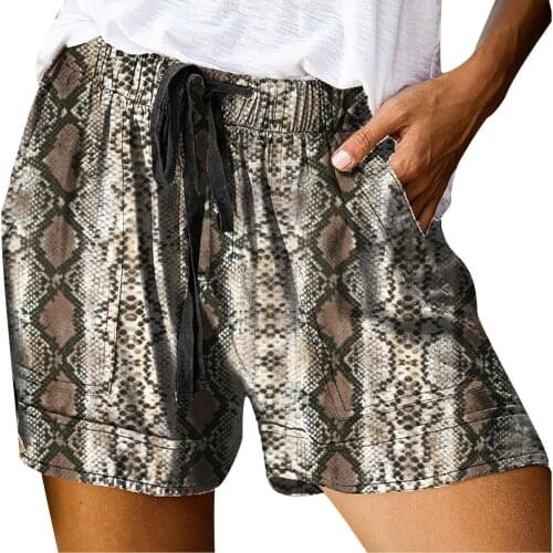 Womens Plus Size Snake Print Drawstring Casual Print Elastic Waist Pocket Loose Shorts Pants Gym Leggings Women High Waist
