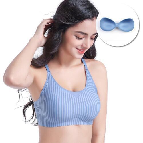 Nessayoo Seamless Wire Free Bras For Women One-Piece Full Cup Push Up Sexy Bra Ultimate Bralette Striped Brassiere Brasier Mujer