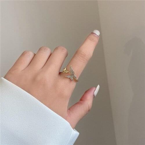 Punk Girl Ring 2021 Fashion New Net Celebrity Wild Super Fairy Crystal Forest Butterfly Ring Womens Clothing Manufacturer Sales