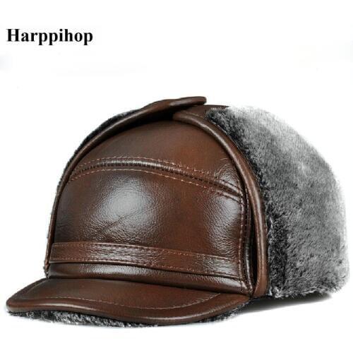 Winter middle-aged and elderly dad Lei Feng hat male cotton earmuffs northeast warm old man leather hat winter hat
