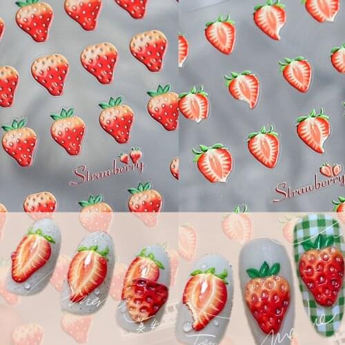 1pc 5D Fruit Slices Strawberry Nail Stickers Nail Art Self-adhesive Sticker Lemon Slice Nail Decals DIY Manicure Tips