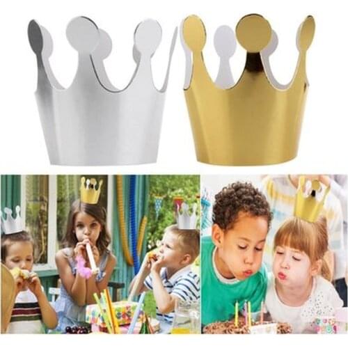 10pcs/bag Gold Birthday Party Crown Childrens Photo Props Cake Hat Baby Shower Girls Boys Happy birthday Decoration for Home