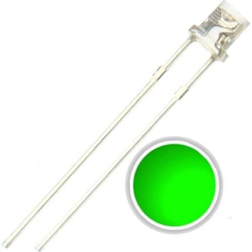 100pcs 3mm Green LED Flat Top Wide Angle water Clear Lens F3 TRUE GREEN 515-520nm 20mA 3V Lamp Light Beads