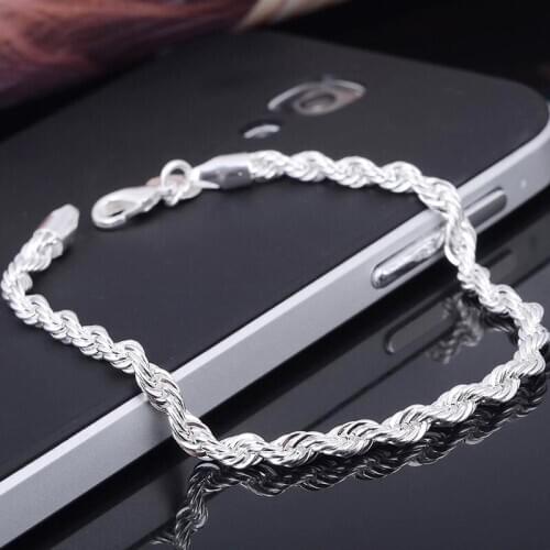 20CM Classic Twist chain Bangles Bracelet For Women Silver Plated Chain Cuff Jewelry Gift Drop shipping