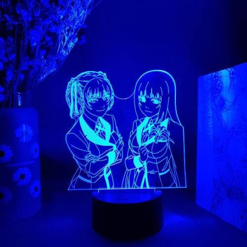 3D Anime Lamp Comic Art Drawing Silhouettes Laser Engraved Acrylic Upward Lighting Kakegurui Compulsive Gambler Momobami Kirari