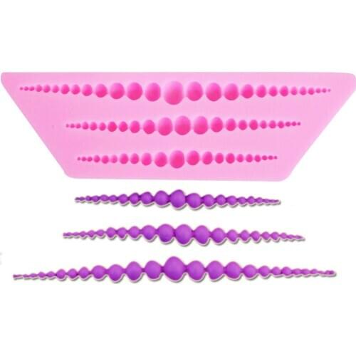 3D Pearl Beads Silicone Mould Lace Cake Decorating Border Fondant Baking Icing