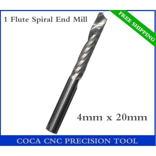 4mm*20mm,Freeshipping CNC Solid carbide woodworking router bit,Tungsten end mill,1 flute end milling cutter,MDF,acrylic,PVC