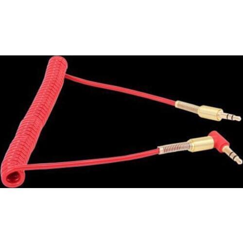 5pcs/lot 3.5mm Jack Stereo Audio Cable Male to Male 90 Degree Right Angle Spring Aux Cable Audio Cable cord Wire Lead 1.5m