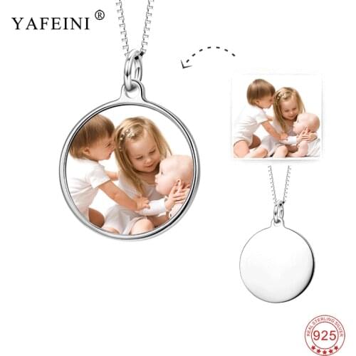 925 Sterling Silver Custom Name & Photo Necklace Personalized Round Pendants Necklaces Fashion Jewelry For Women Men