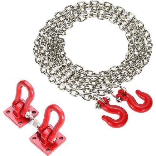 1:10 RC Rock Crawler Accessories Tow Hooks and Trailer Chain Kit for Axial SCX10 Tamiya CC01 D90 D110 TF2 RC Trucks Car Parts