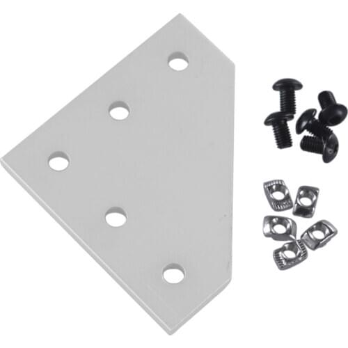 2020 V-slot/T-slot Aluminum Extrusion at 90 degree angle Joining Plate with 20-M5 T Nuts M5x10 10.9 Semi-round head Hex screws