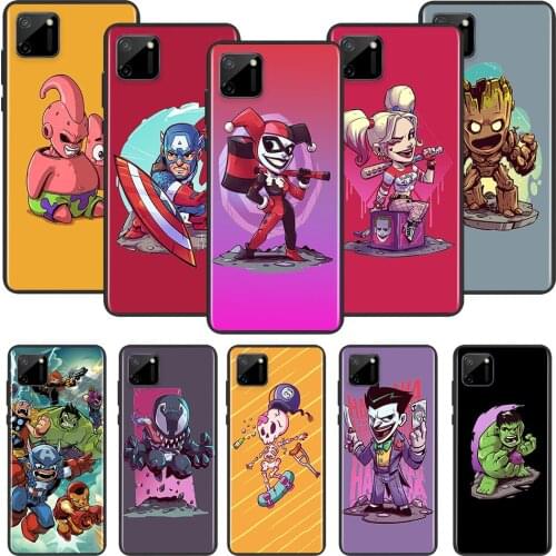 Anime cartoon Marvel for Realme V15 V5 V3 X7 X5 X3 X2 Q2 Q2i Pro C17 C15 C12 C11 C3 C2 Black Phone Case