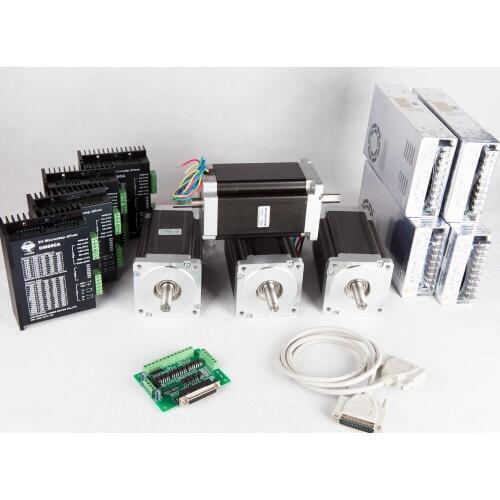Free Ship US&US Ship 4Axis Stepper Motor Nema 34 1600oz.in 151mm Dual shaft 3.5A&Driver DM860A CNC Controller KiT
