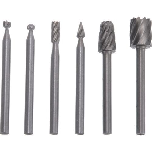 6pcs HSS Router Burr Bit Milling Cutter Router Bits Mini Cutting Drill Bits Rotary Files Tool 3.17mm Shank For Wood Carving