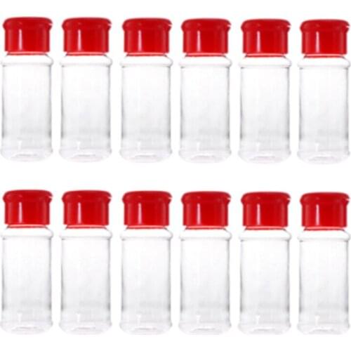 Hot XD-12 Pcs Plastic Spice Salt Pepper Shaker Seasoning Jar Barbecue Seasoning Jar Bottle Kitchen Seasoning Bottle