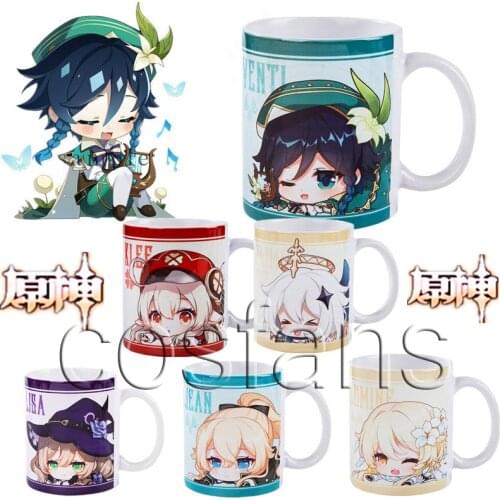 Game Genshin Impact Theme Character Mark Water Cup Cosplay Lisa Venti Klee Lumine Jean Paimon Cute Cartoon Mug Coffee Cup Props