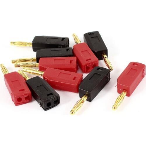Speaker wire cable 2 mm Banana plug connection 10 sheets Black + red