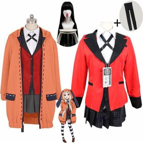 Kakegurui Compulsive Gambler Rune Runa Yomozuki Kakegurui Cosplay Costume Anime Hoodie Coat Jabami Yumeko Cosplay Costume Wig