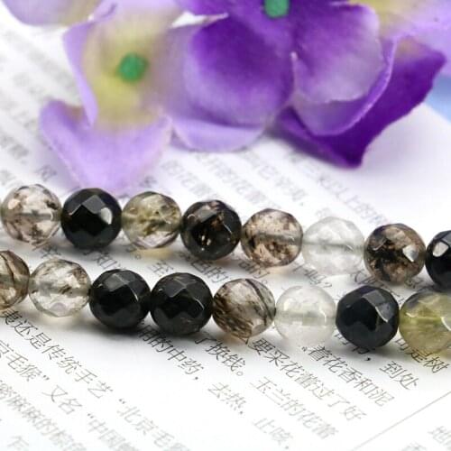 Hot 6mm Faceted Black tourmaline round loose beads!15inches DIY women fashion Jewelry Making gift wholesale