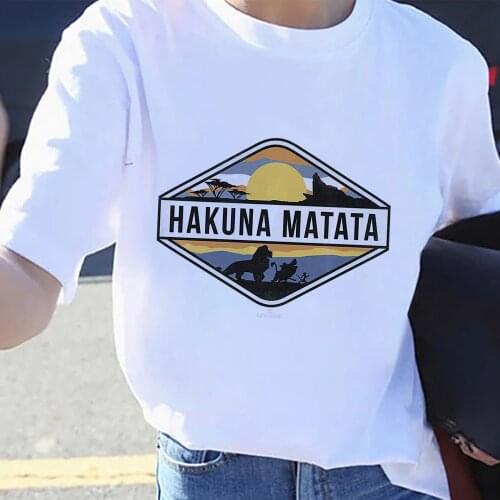 Fashion Casual Harajuku Tshirt Female Cute Tee HAKUNA MATATA Tops Women T-shirt Cartoon Disney The Lion King Print Unisex Tshirt