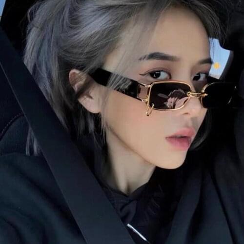 Fashion Small Square Sunglasses Women Brand Designer Metal Men Sun Glasses Ins Popular Rectangle Punk Style Shade Oculos