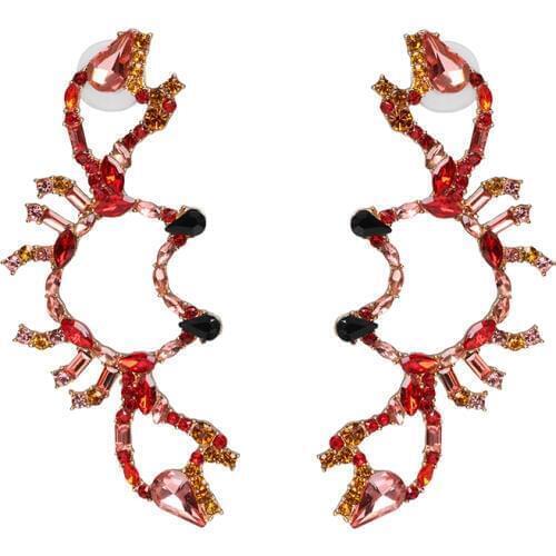 Fshion Animal Earrings for Women Crystal Large Drop Earrings Boho Fringed Tassel Hanging Earrings Bridal Statement Jewelry